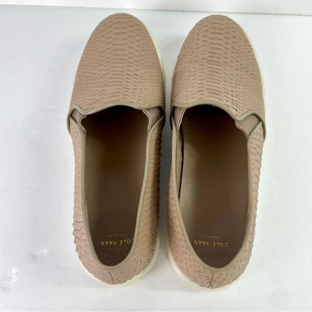 Cole Haan Snake Skin Textured‎ Leather Slip On Sneakers